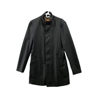 Zara Canvas Overcoat Mens L Black Stand Collar Car Coat Mid Length Minimalist